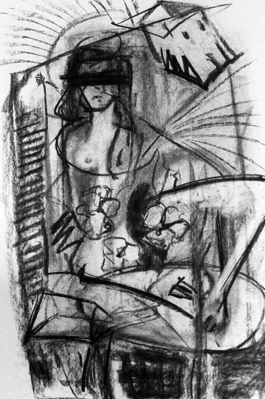scraper charcoal drawing from imagination jenny meehan, charcoal drawing 