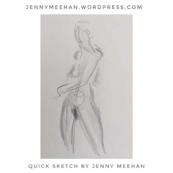 Life drawing by Jenny Meehan aka jennyjimjams, figure drawing, human figure, woman's body, woman walking, figurative art, figure drawing 